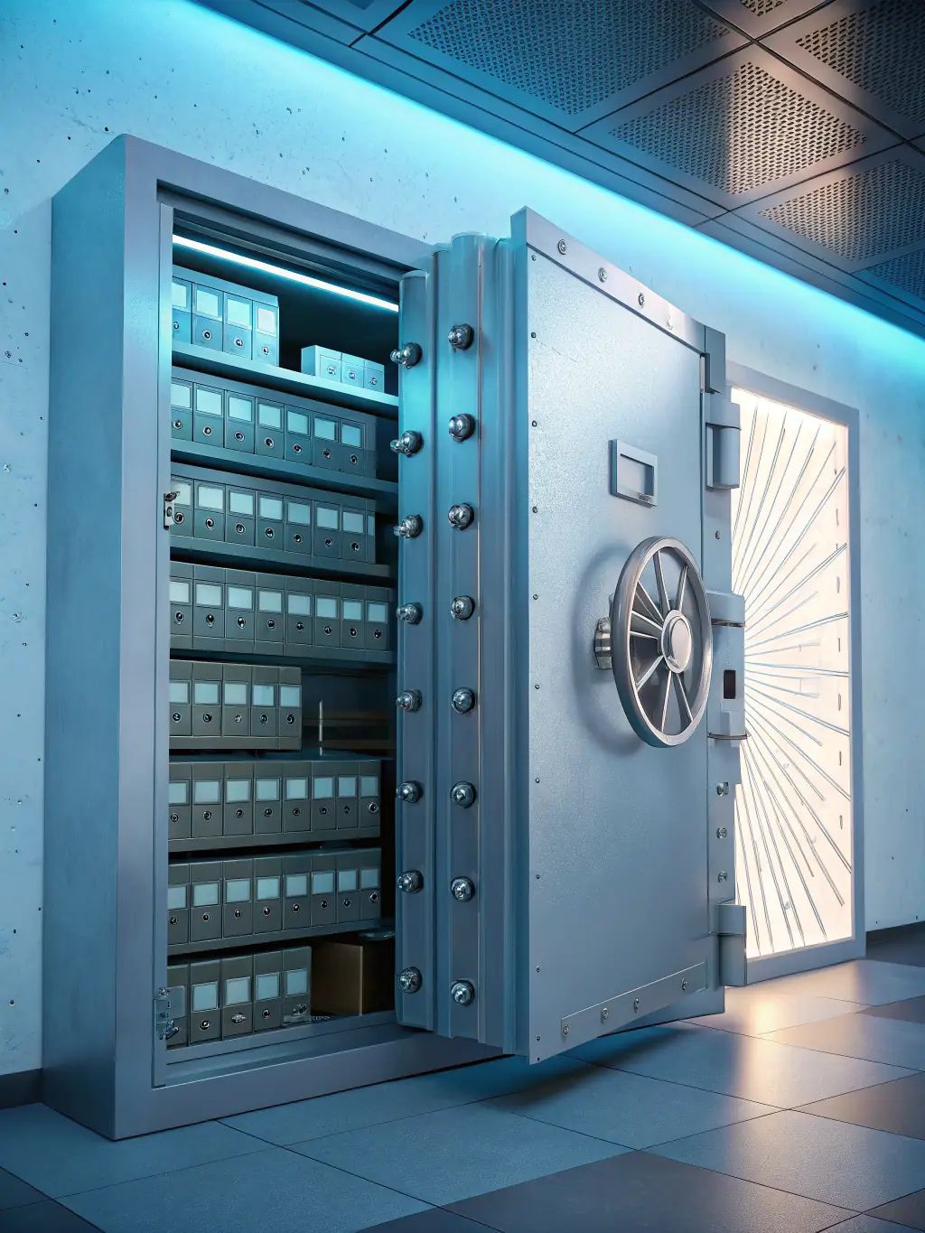 A secure digital vault representing the safety and security of retirement funds, emphasizing the importance of protecting your investments in South Africa.