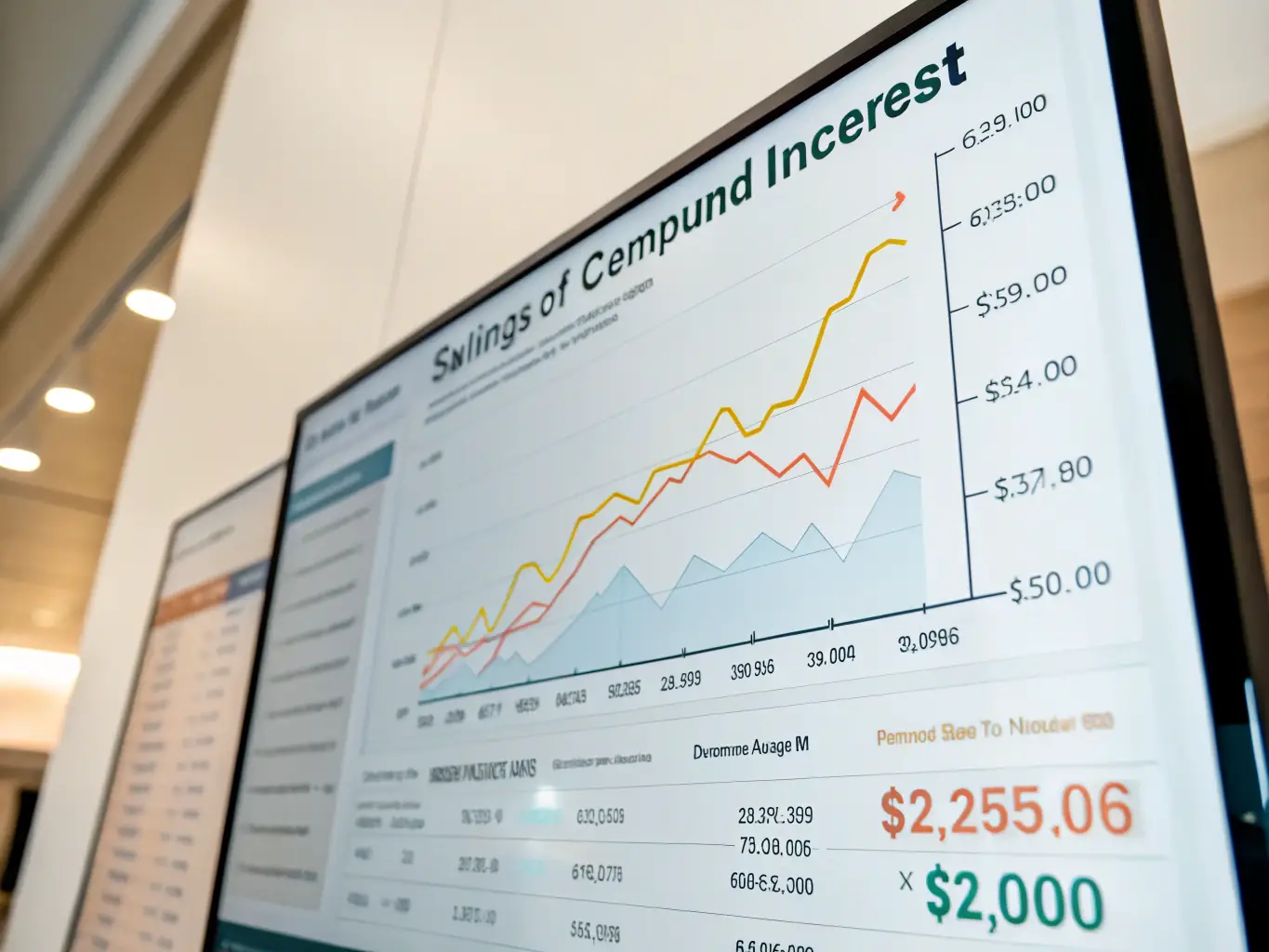 A graph showing the growth of retirement savings over time, with upward trending lines and positive indicators. The graph illustrates the potential for long-term financial growth through strategic retirement planning.